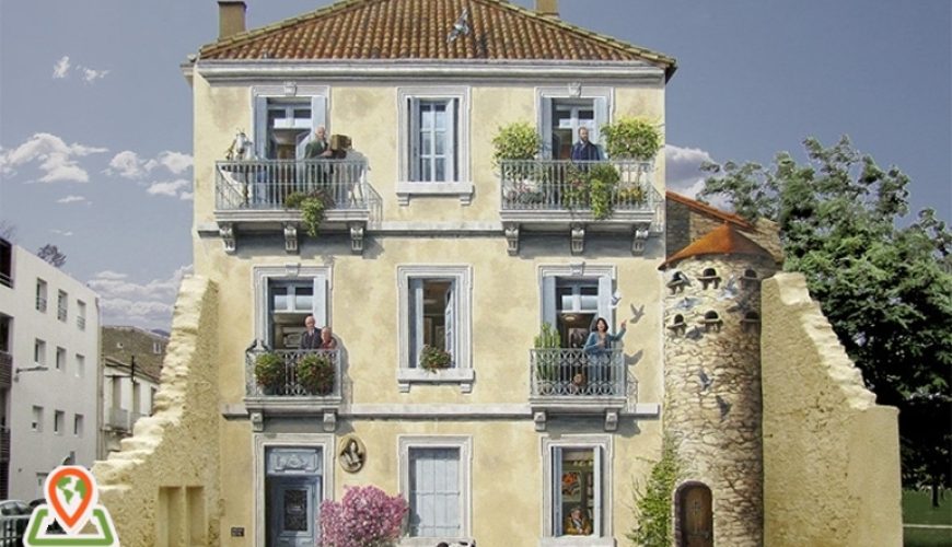 نقاشی های دیواری جذاب روی دیوارهای قدیمی شهر توسط یک نقاش فرانسوی